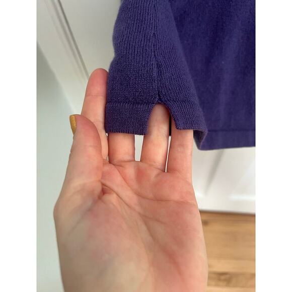 Emory Claire Women's M 100% Cashmere Sweater Purple V Neck Academia Preppy - Picture 9 of 12